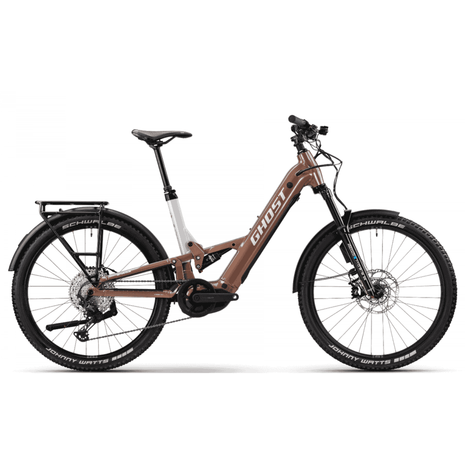 
Ghost E-ASX ABS LOW EQ - 29/ 27,5 Zoll 800Wh 12K Fully-Tiefeinstieg - coffee tropic rose/coffee arctic dust - glossy 